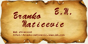 Branko Matićević vizit kartica